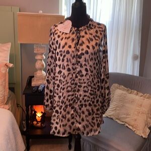 NWT Extra small sheer lined leopard print dress/tunic